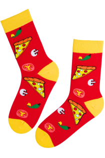 MATEO red cotton socks with pizzas | Sokisahtel