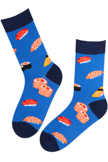 MATEO blue cotton socks with sushis | Sokisahtel