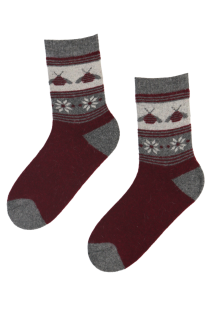 MAYA warm burgundy angora wool socks | Sokisahtel