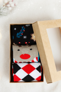 BOHO jõuluteemaline kinkekarp 3 sokipaariga | Sokisahtel