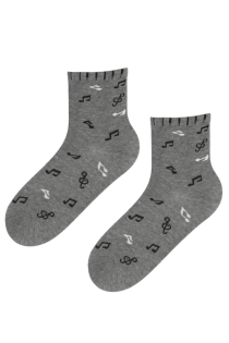 Хлопковые носки серого цвета с изображением нот для меломанов MELODY | Sokisahtel