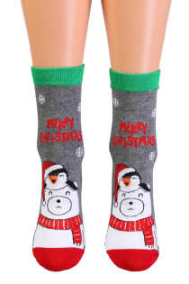 MERLY gray cotton Christmas socks | Sokisahtel