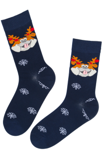 MICK dark blue cotton Christmas socks for men | Sokisahtel