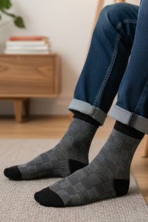 MIKK musta värvi ruudulised puuvillased sokid | Sokisahtel