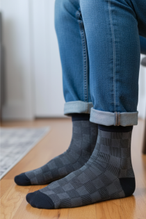 MIKK tumesinised ruudulised puuvillased sokid | Sokisahtel
