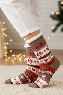 MONALI brown warm Christmas socks | Sokisahtel