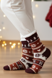 MONALI dark brown warm Christmas socks | Sokisahtel