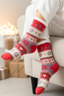 MONALI roosad jõulumustriga soojad sokid | Sokisahtel