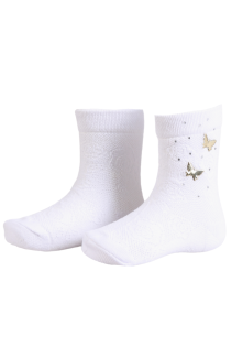 Хлопковые носки белого цвета с яркими украшениями для малышей MONALISA | Sokisahtel