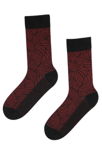 Мужские костюмные носки тёмно-красного цвета из вискозы с волнистым узором MONDO | Sokisahtel