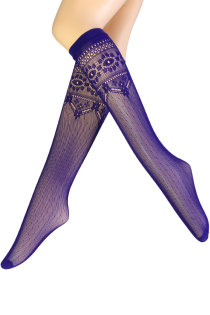 MONICA purple knee-highs with a fishnet pattern | Sokisahtel