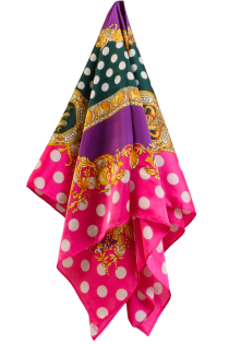 Шейный платок тёмно-розового цвета с шёлком и винтажным узором MONZA | Sokisahtel