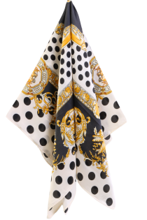 Шейный платок белого цвета с шёлком и винтажным узором MONZA | Sokisahtel