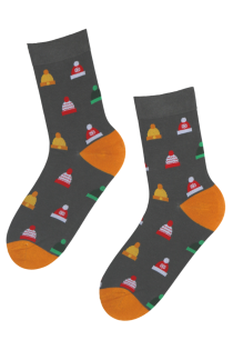 MORRIS gray hat patterned cotton socks | Sokisahtel