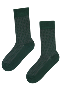Мужские костюмные носки тёмно-зелёного цвета из вискозы с узором в виде верёвок NEEMO | Sokisahtel