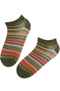 Хлопковые укороченные (спортивные) носки с полосками в тёплых оттенках NEON | Sokisahtel