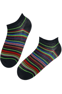 Хлопковые укороченные (спортивные) носки с полосками в холодных оттенках NEON | Sokisahtel
