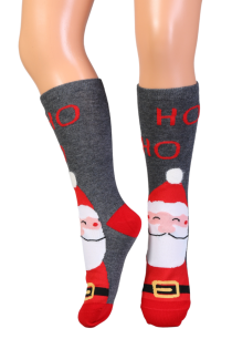 NICHOLAS gray socks with Santa Claus for kids | Sokisahtel