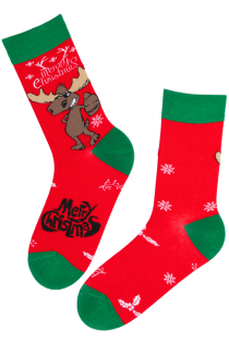 NIKLAS red reindeer cotton Christmas socks | Sokisahtel