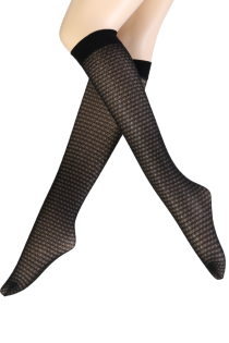 NORITA black patterned knee-highs | Sokisahtel