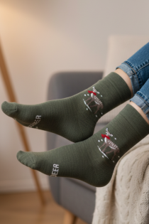 OH DEER rohelised sõnumiga meriinovillase sokid | Sokisahtel