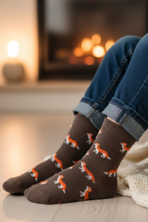 OLD FOX pruunid meriinovillased rebastega sokid lastele | Sokisahtel