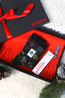 Alpaca wool orange scarf and black MIINA socks gift box for women | Sokisahtel