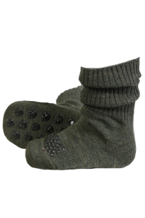 Тёплые носки из шерсти зелёного цвета с нескользящей подошвой для малышей OREGON | Sokisahtel
