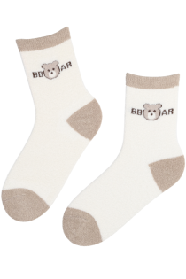 OTELLO white warm socks with bears | Sokisahtel