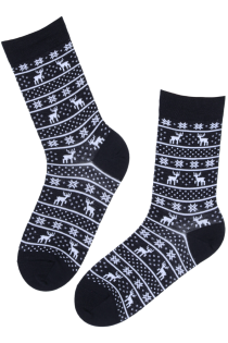Тёплые носки тёмно-синего цвета из мериносовой шерсти с зимним узором PÄRT | Sokisahtel