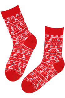 Тёплые носки из мериносовой шерсти красного цвета в рождественской тематике PÄRT | Sokisahtel
