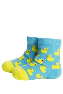 Хлопковые противоскользящие носки голубого цвета с желтыми уточками для малышей PARDIRALLI | Sokisahtel