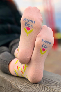 PARIM ÕDE heleroosad lillelised puuvillased sokid
