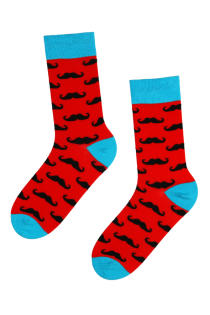 PELLE red cotton socks with moustache pattern for men | Sokisahtel