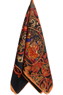 Шейный платок чёрного цвета с ярким узором в восточной тематике PERUGIA | Sokisahtel