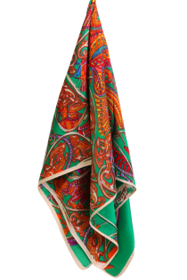 Шейный платок зелёного цвета с ярким узором в восточной тематике PERUGIA | Sokisahtel