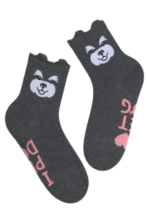 PET DOG dark grey cotton socks with dogs | Sokisahtel