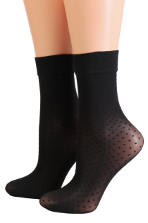 Женские тонкие фантазийные носки чёрного цвета в мелкую крапинку NANDI от Pierre Mantoux | Sokisahtel