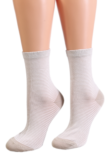 Pierre Mantoux POLLY light beige striped socks | Sokisahtel