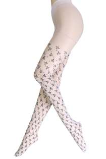 Pierre Mantoux ELLA white floral tights | Sokisahtel