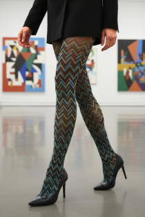 Колготки с бирюзовым узором GALATEA от Pierre Mantoux | Sokisahtel