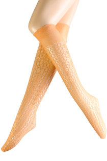 Pierre Mantoux IZABEL orange fishnet knee-highs | Sokisahtel