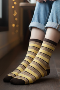 Pierre Mantoux SUZY kollased triibulised sokid | Sokisahtel