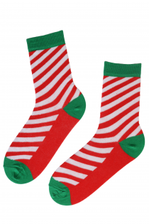 Хлопковые полосатые носки в ярких рождественских цветах для мужчин и женщин CANDYSHOP | Sokisahtel