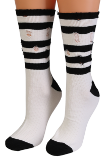 POSITANO striped torn socks | Sokisahtel