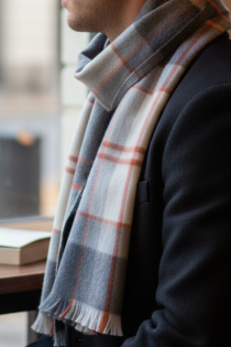 Alpakavillane suur pronksja triibuga ruudumustriline sall | Sokisahtel