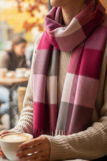 Alpakavillane suur violett ruudumustriline sall | Sokisahtel