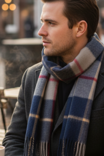 Alpakavillane suur sinine ruudumustriline sall | Sokisahtel