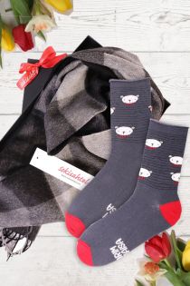 Alaca wool black-grey scarf and PUHH socks gift box for the best grandpa | Sokisahtel
