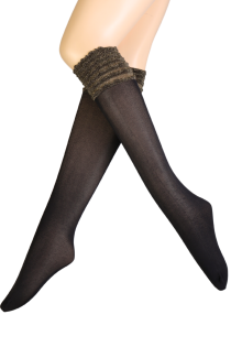 CIRCUS black knee-highs witha golden edge | Sokisahtel